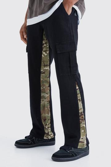 Straight Leg Camo Gusset Cargo Trouser black