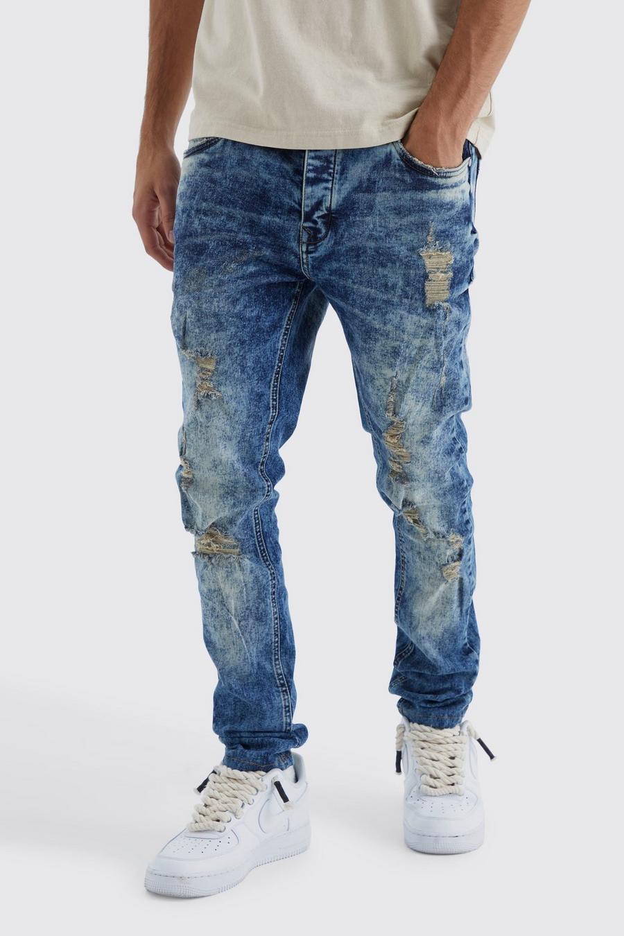 Mens Ripped Distressed Skinny Jeans Denim Pants Casual Stretch Slim Fit  Trousers