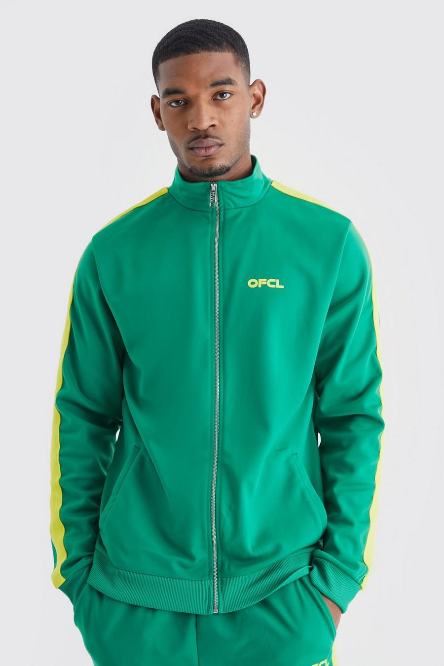 Green Tall Relaxed Tricot Zip Detail Track Jacket image number 1