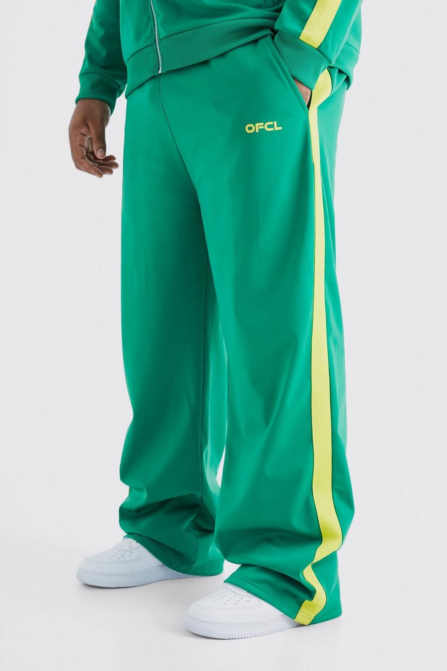 Pantaloni tuta Plus Size rilassati in tricot con zip, Green image number 1