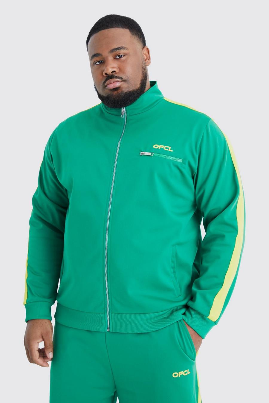 Green gerde Plus Relaxed Tricot Zip Detail Track Jacket