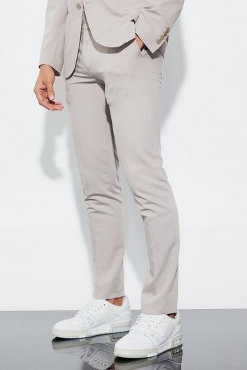 Stone Beige Skinny Fit Cropped Suit Trousers