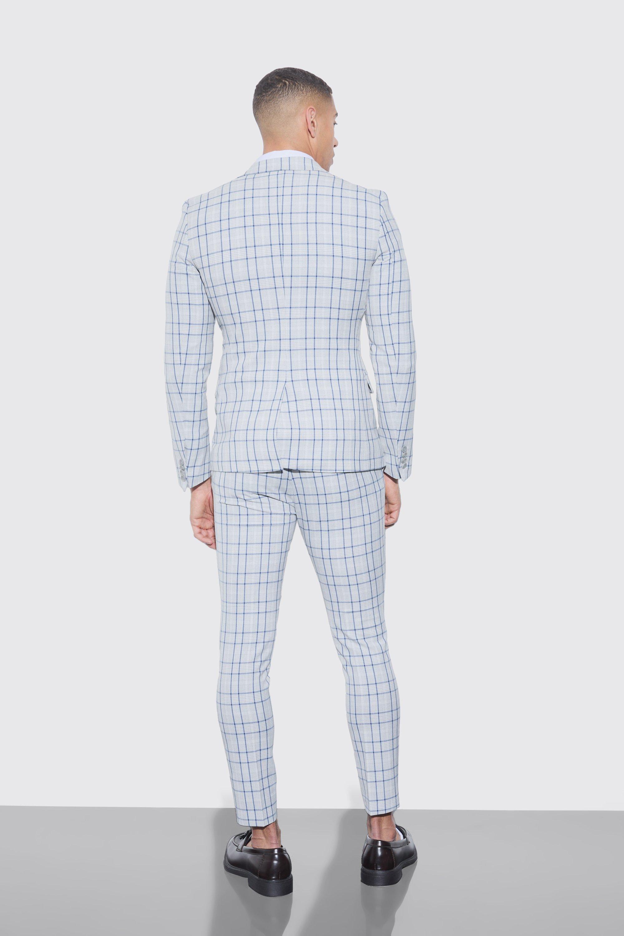 Super Skinny Grey Check Suit Trousers