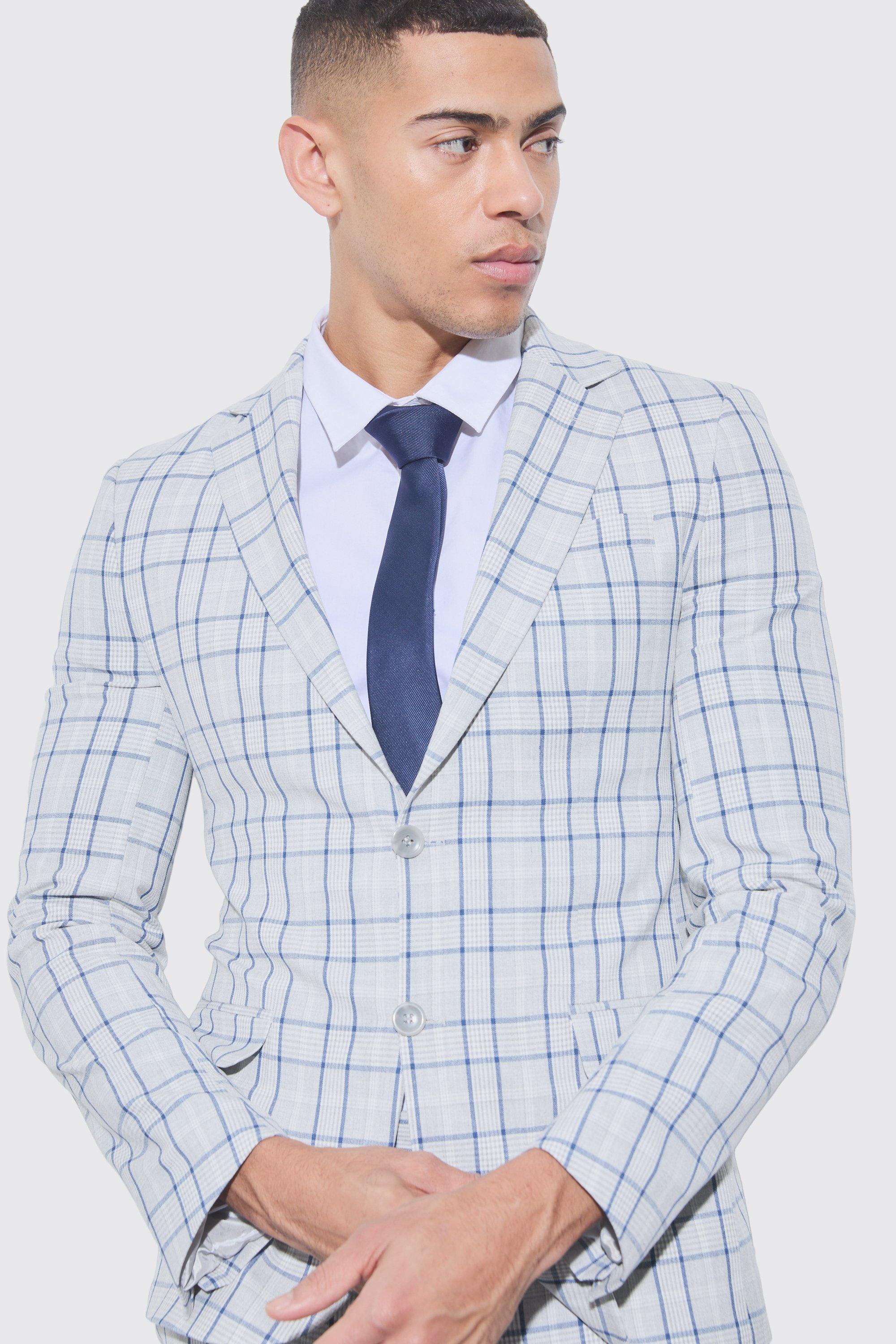 Super Skinny Grey Check Suit Trousers