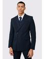 Navy Skinny Fit Pinstripe Double Breasted Blazer