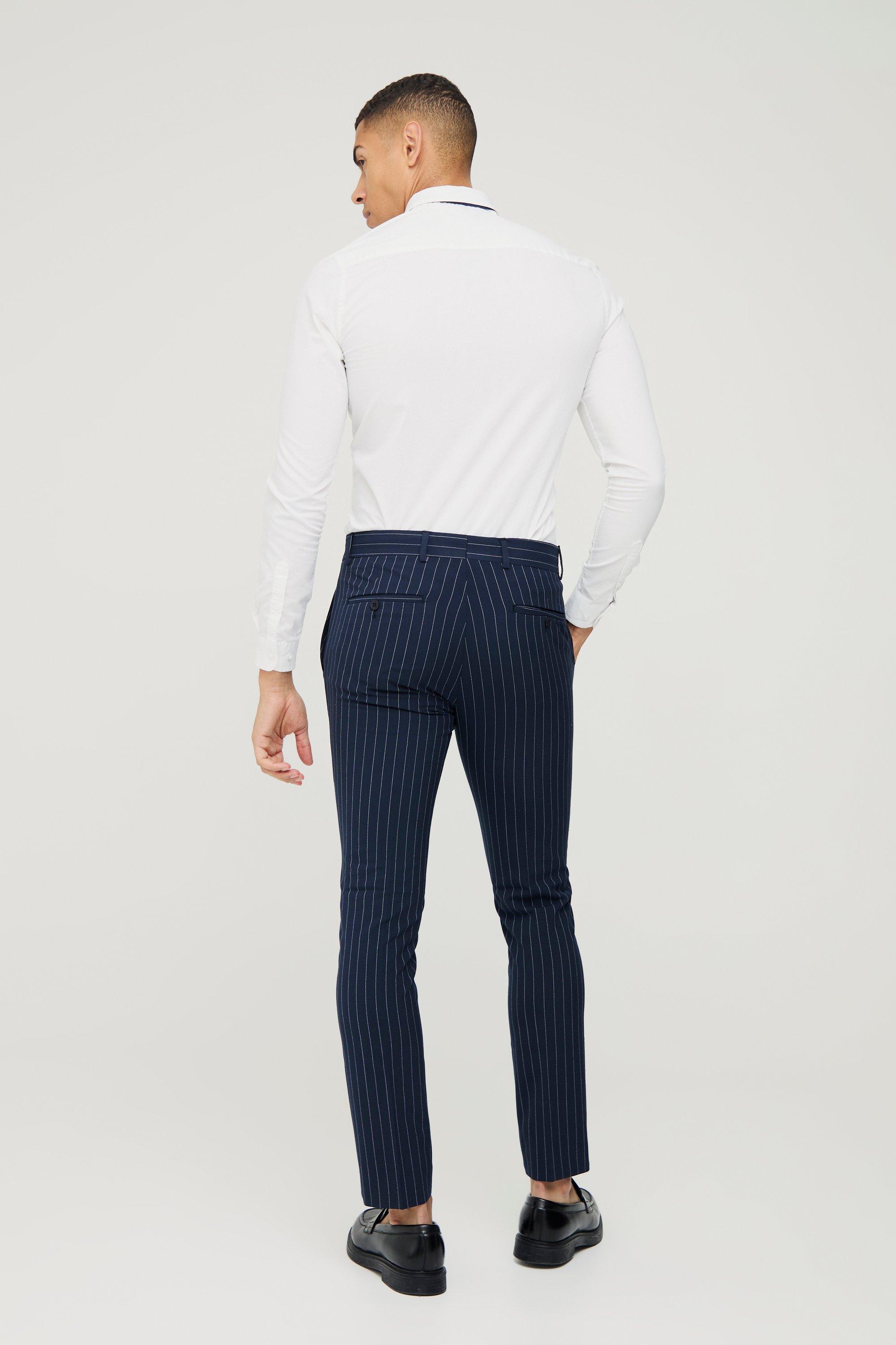 Mens skinny pinstripe on sale trousers