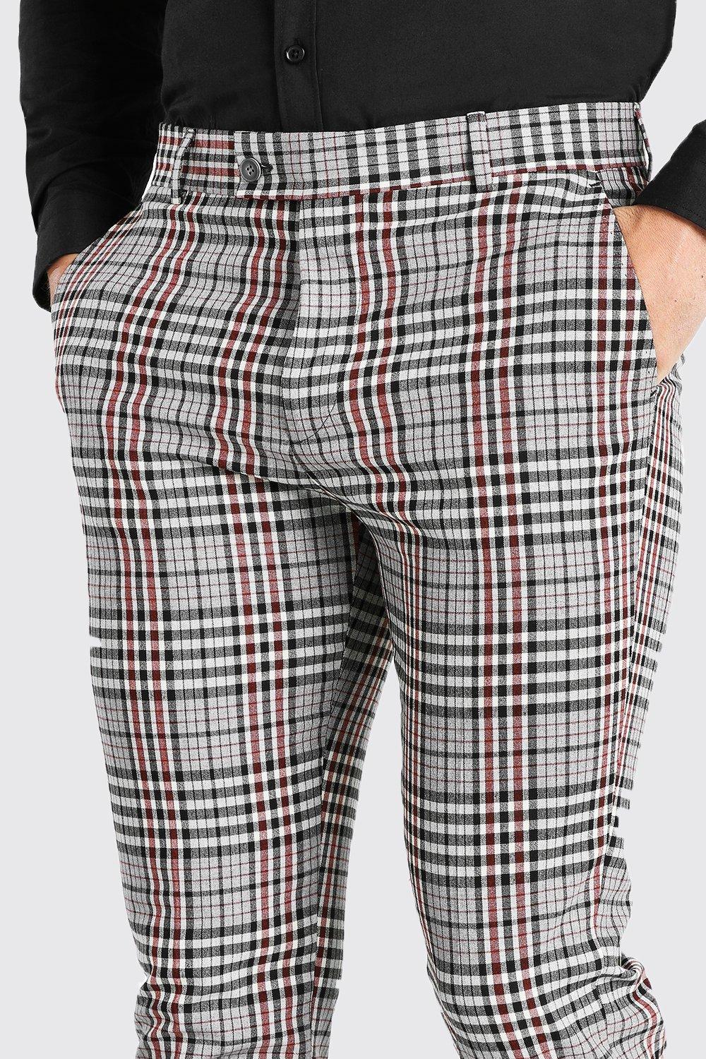 Skinny fit grey check hot sale trousers