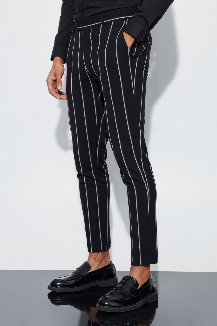 Black Super Skinny Stripe Suit Trousers image number 1