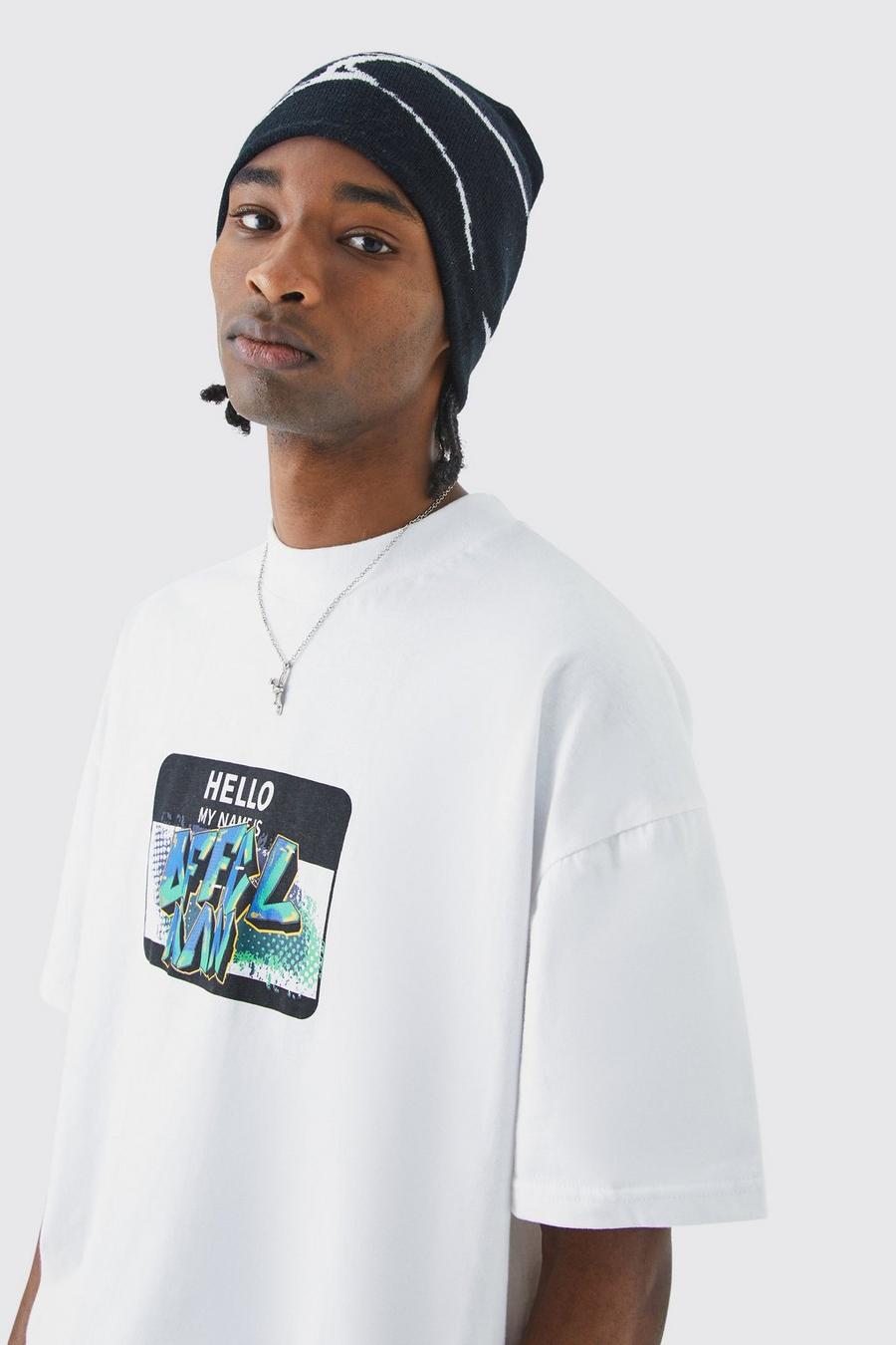 Kastiges Official Man T-Shirt mit Y2K Print, White