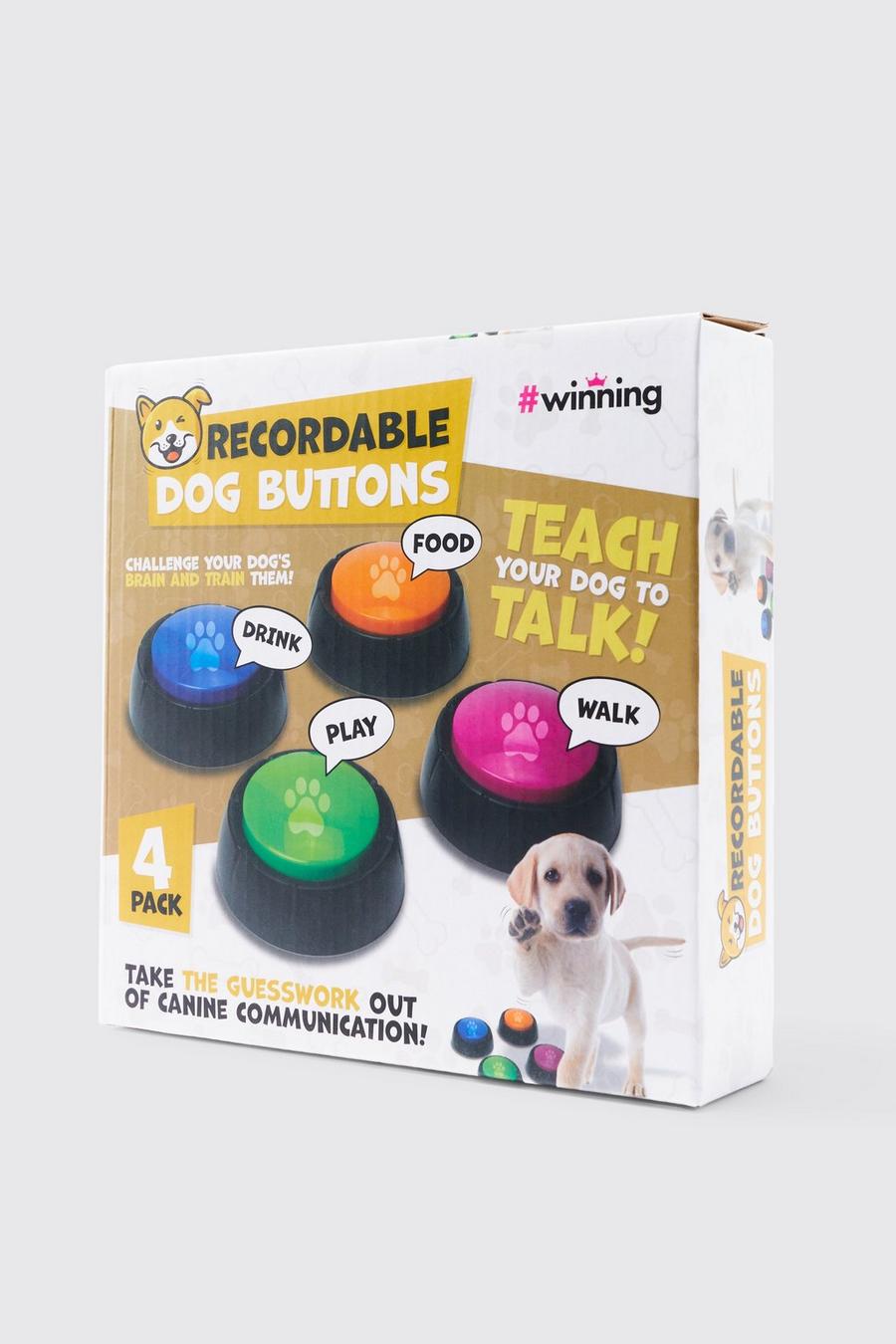 Clear Recordable Dog Buttons Set Of 4