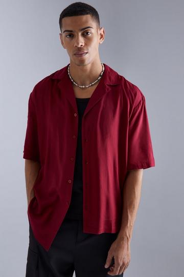 Short Sleeve Asymetric Hem Shirt burgundy