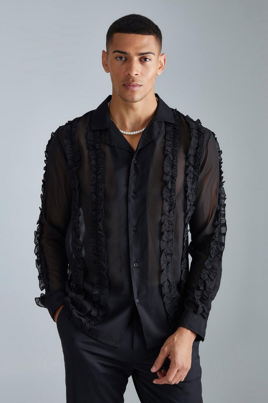 Black Långärmad skjorta med volanger