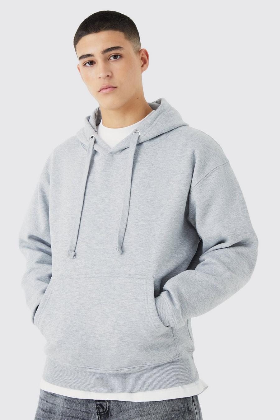 Grey marl Oversize hoodie i tjockt tyg image number 1