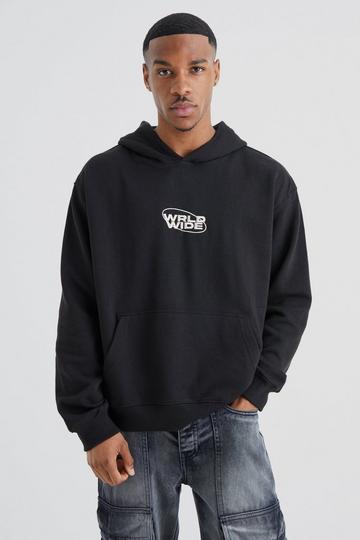 World Wide Oversized Boxy Hoodie black