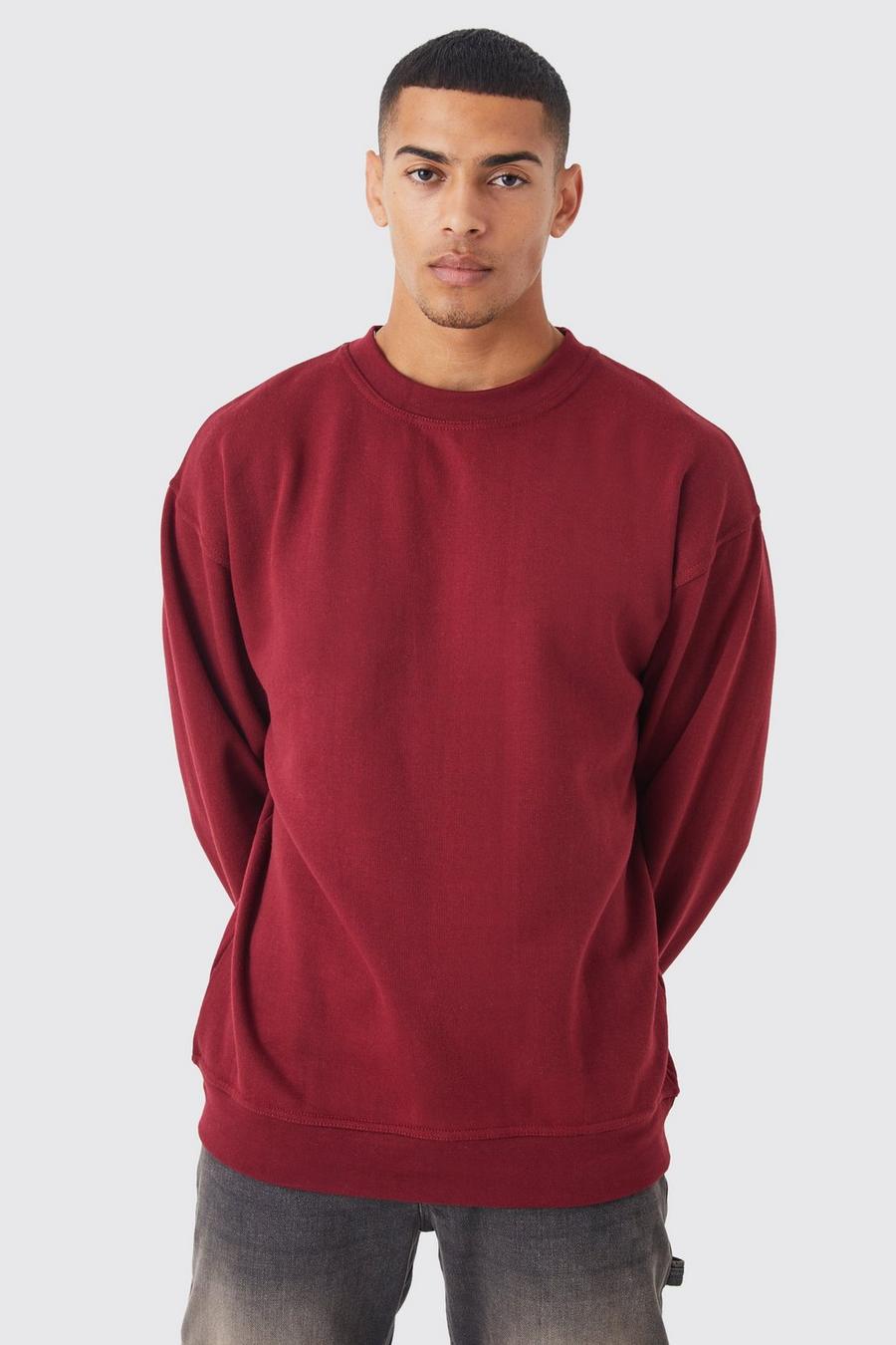 Burgundy red Oversized Basic Sweatshirt