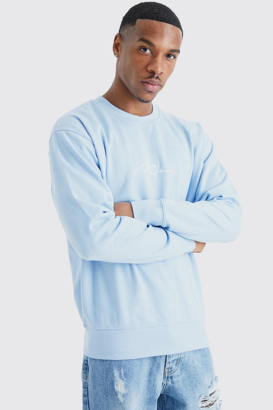 Oversize Basic Man Sweatshirt, Light blue