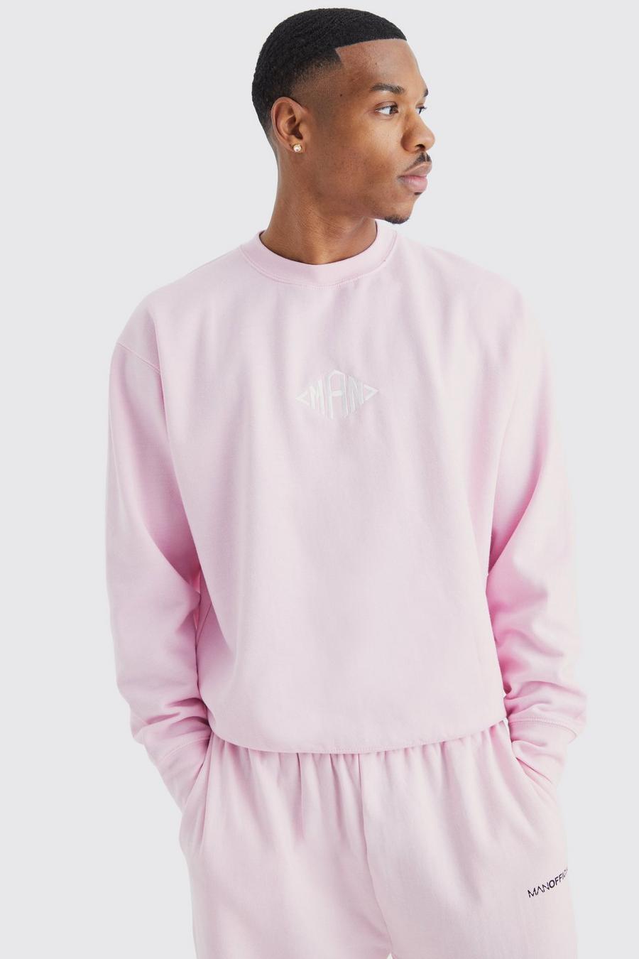 Oversize Basic Man Sweatshirt, Light pink