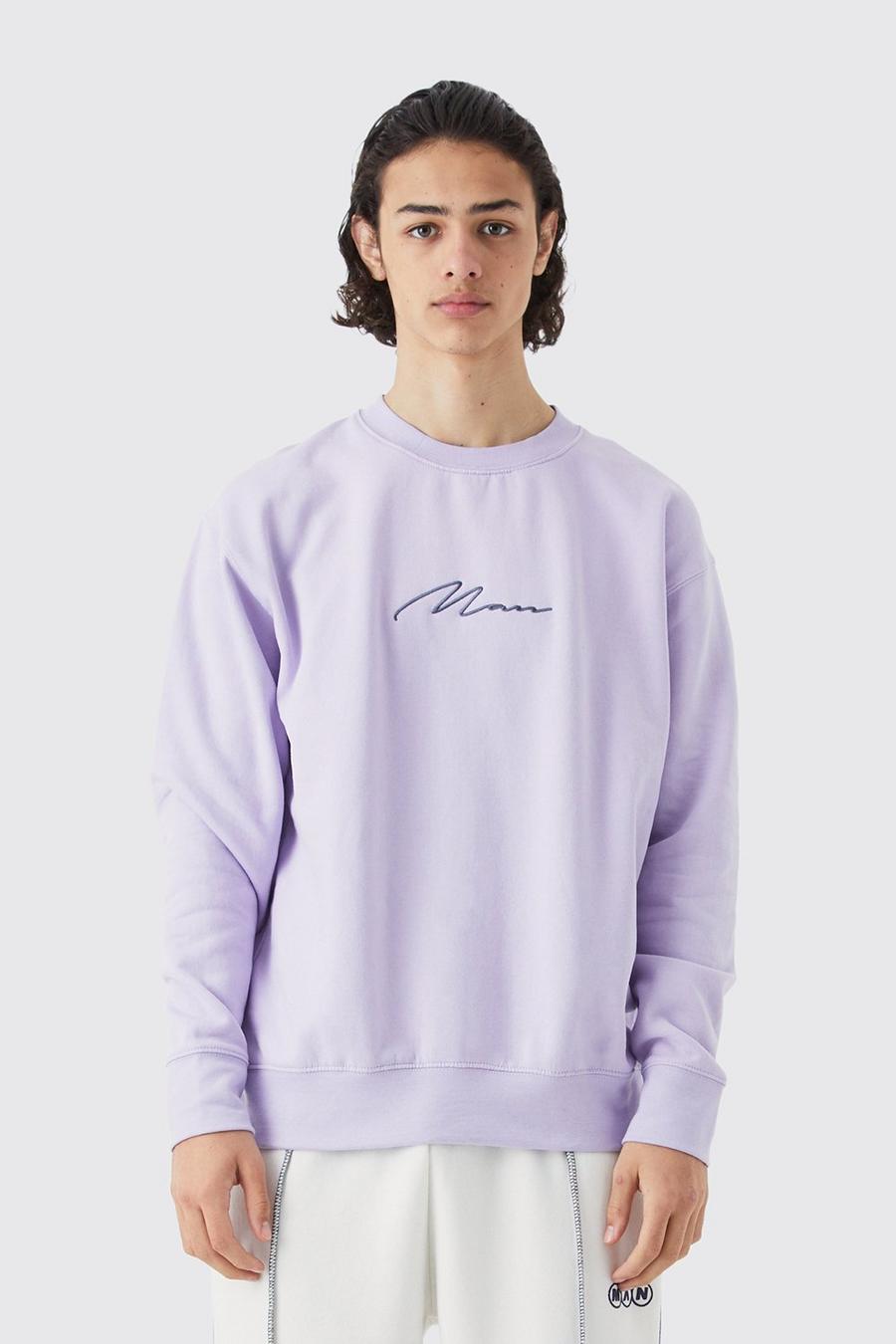 Oversize Basic Man Sweatshirt, Lilac purple