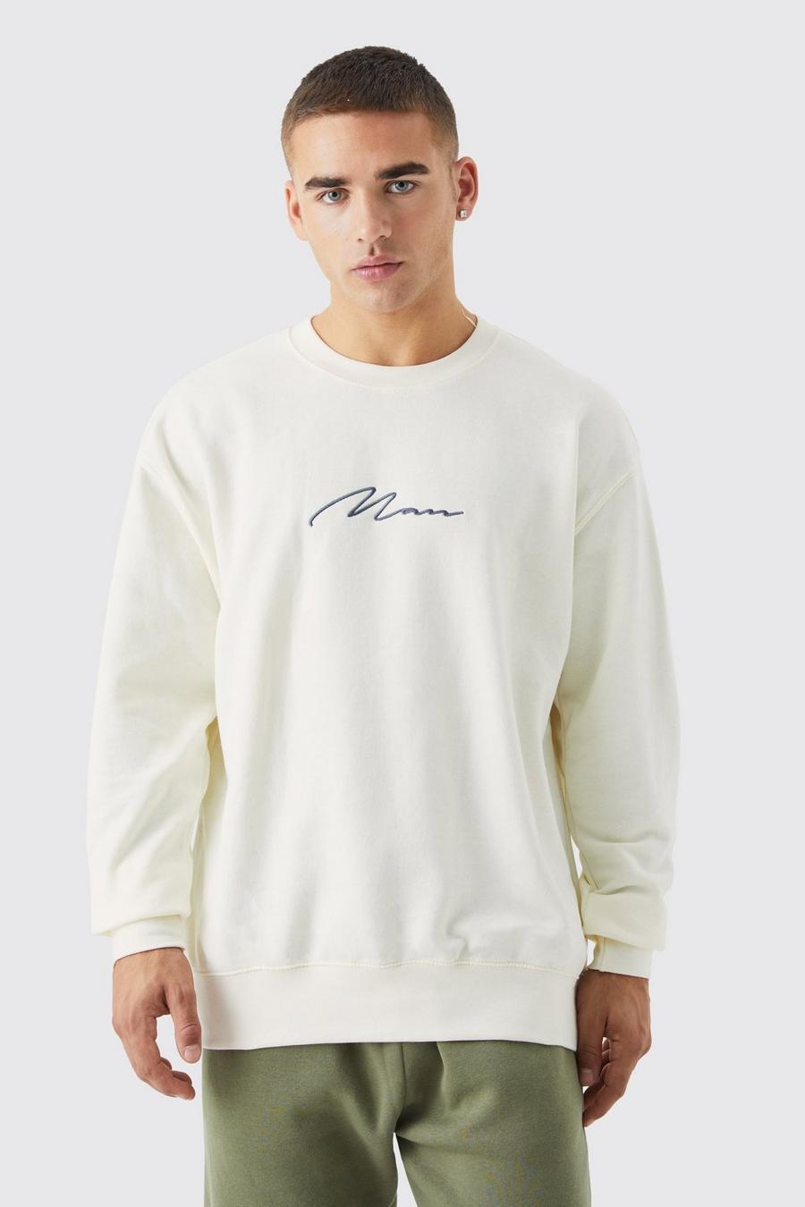 Oversize Man Sweatshirt, Ecru image number 1