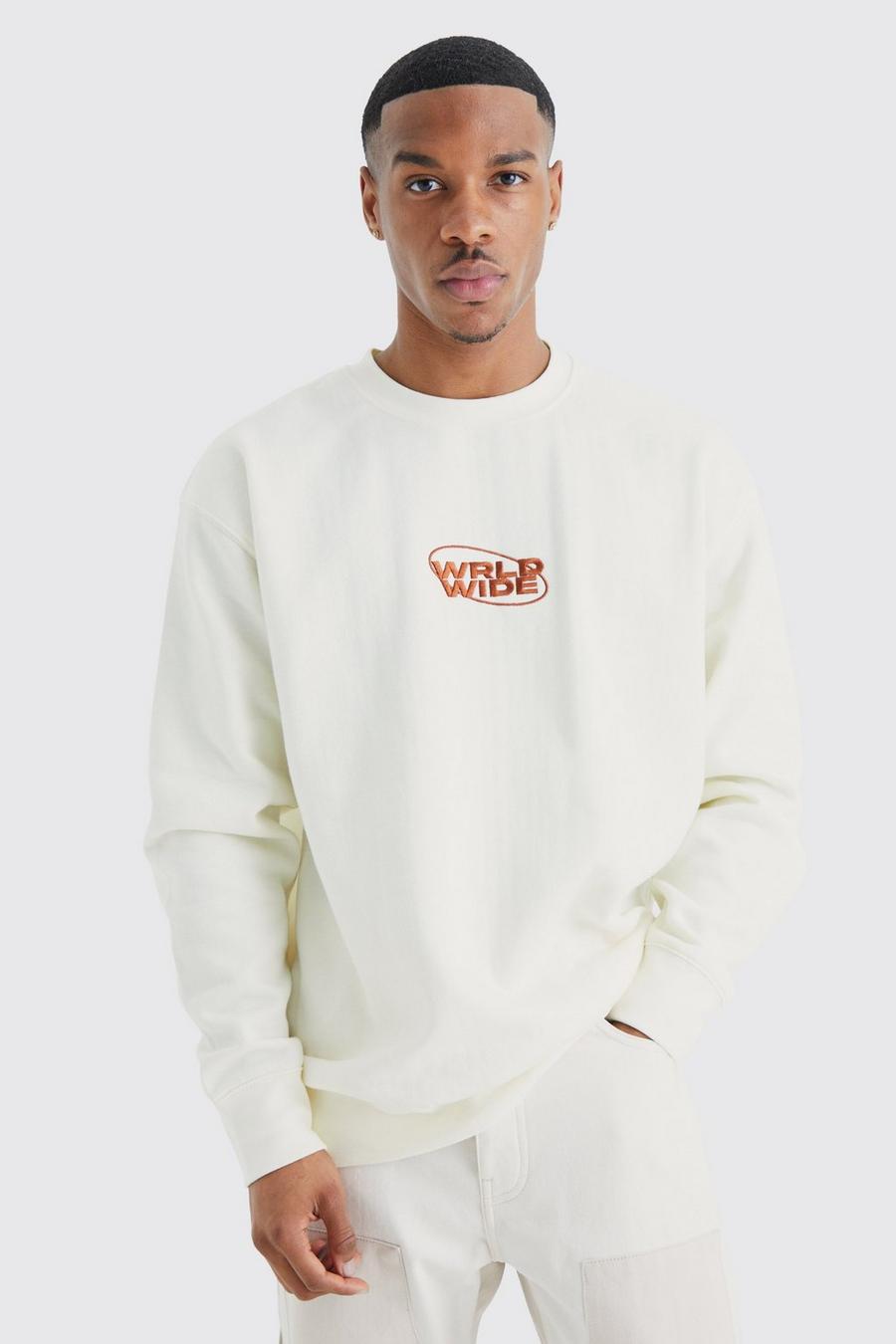 Oversize Worldwide Sweatshirt, Ecru image number 1