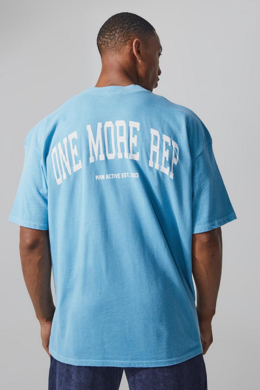 Teal Man Active Oversized Overdye Rep T-shirt image number 1