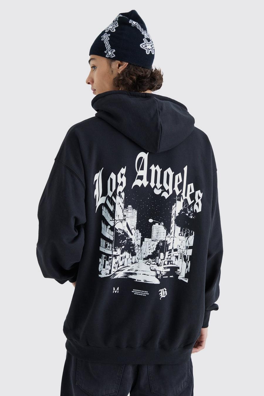 Los Angeles-25 Graphic Light Blue Men's Cotton Pullover Hoodie