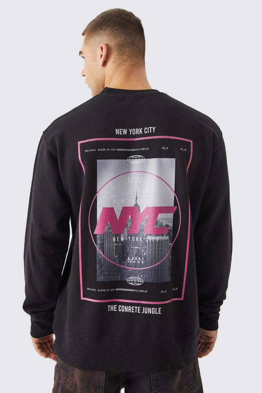 Black Oversized Nyc Graphic Sweatshirt image number 1