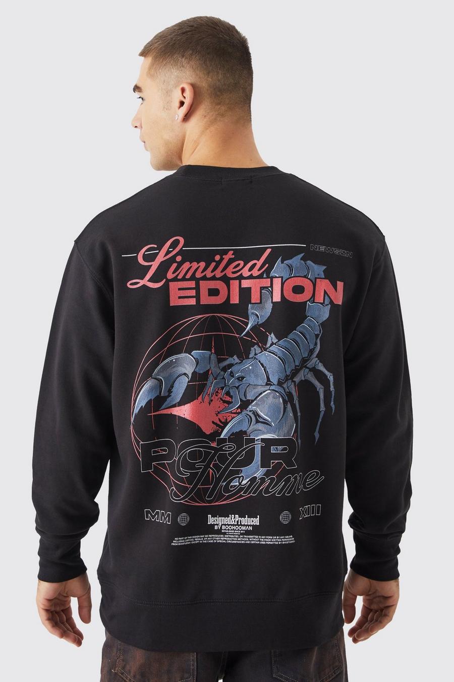 Black svart Oversized Limited Wash Graphic Sweatshirt