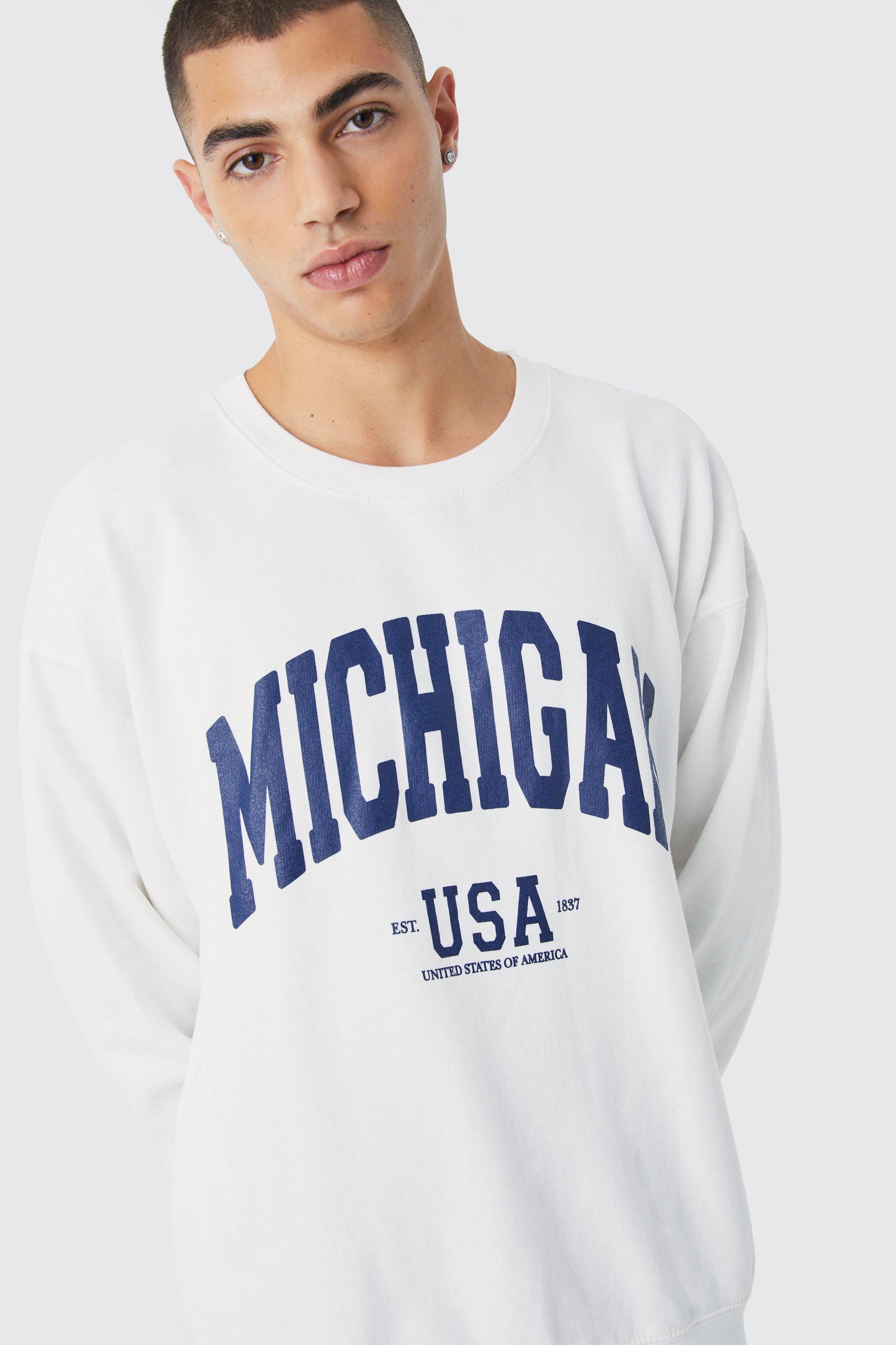 White graphic outlet jumper