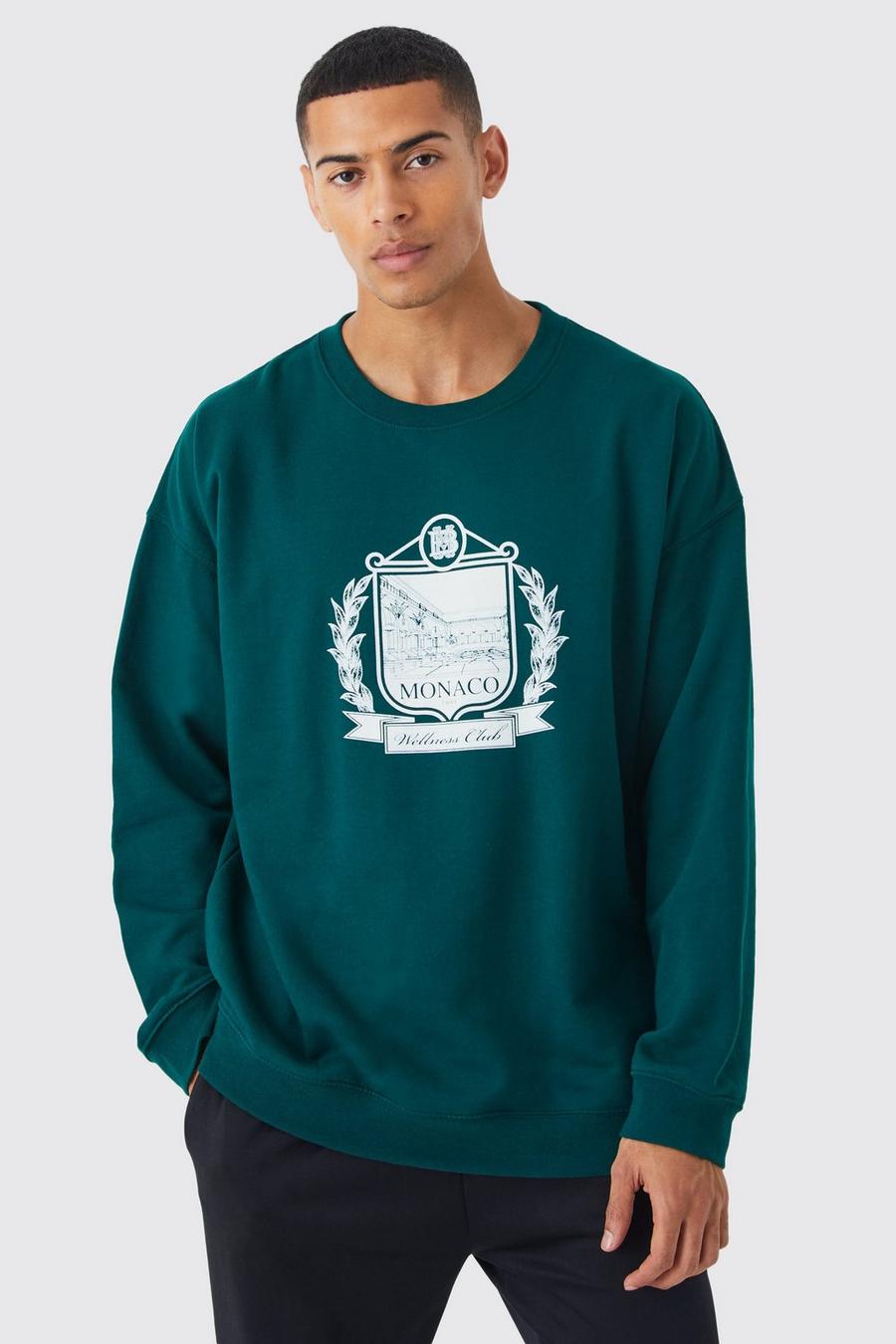 Green Monaco Oversize sweatshirt med grafiskt tryck image number 1