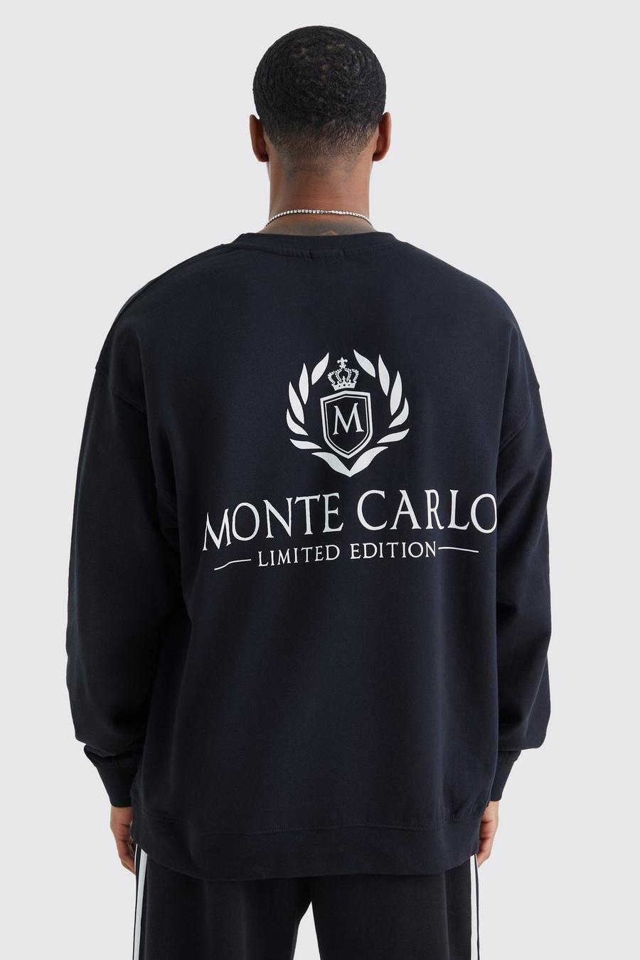 Black Oversized Monte Carlo Graphic Sweatshirt
