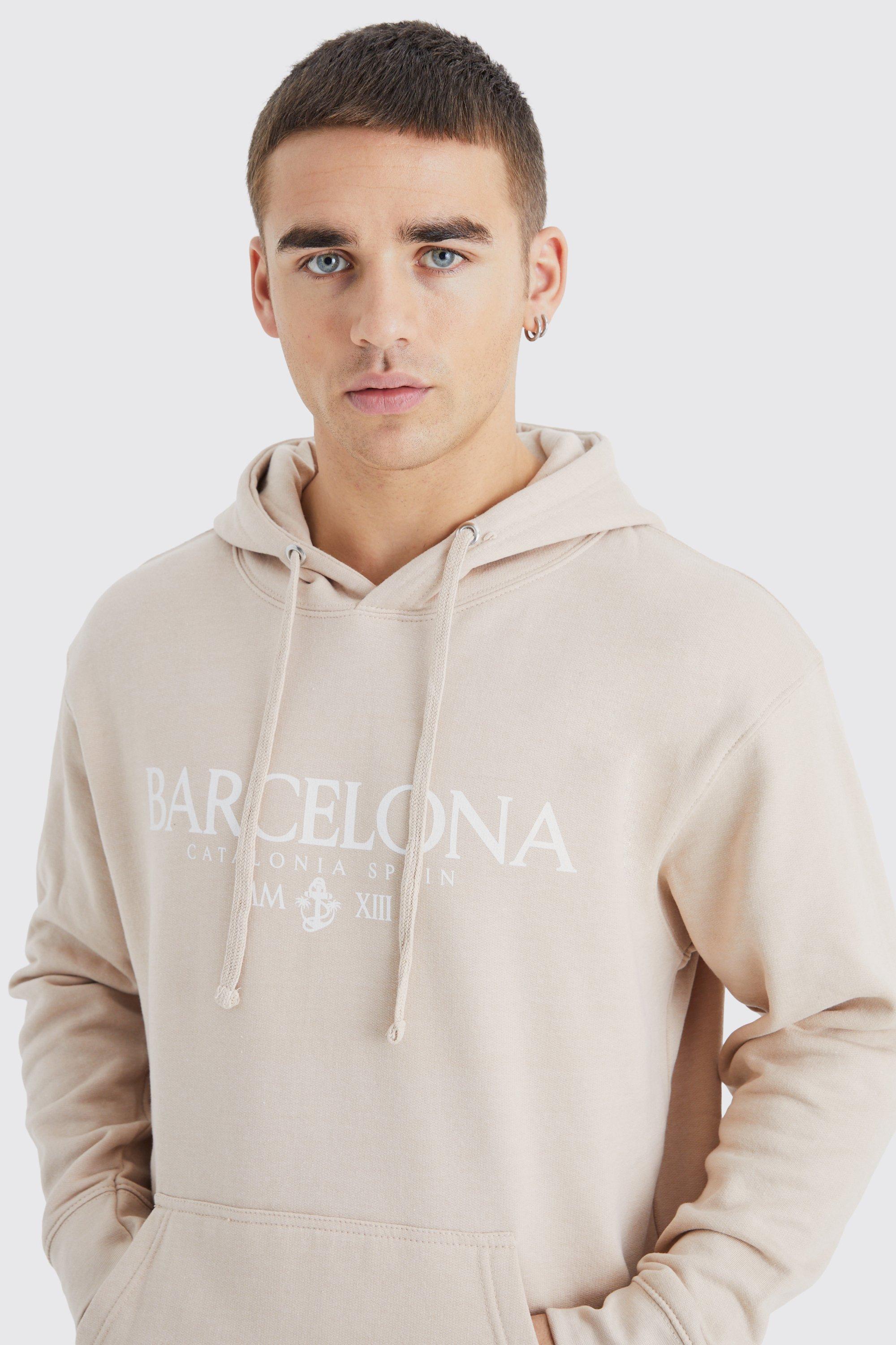 Oversized Barcelona Print Hoodie