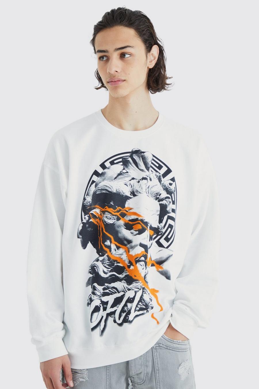 White Ofcl Oversize sweatshirt med renässansmotiv image number 1