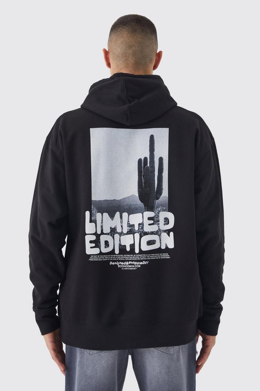 Black Oversized Scenic Graphic Hoodie image number 1