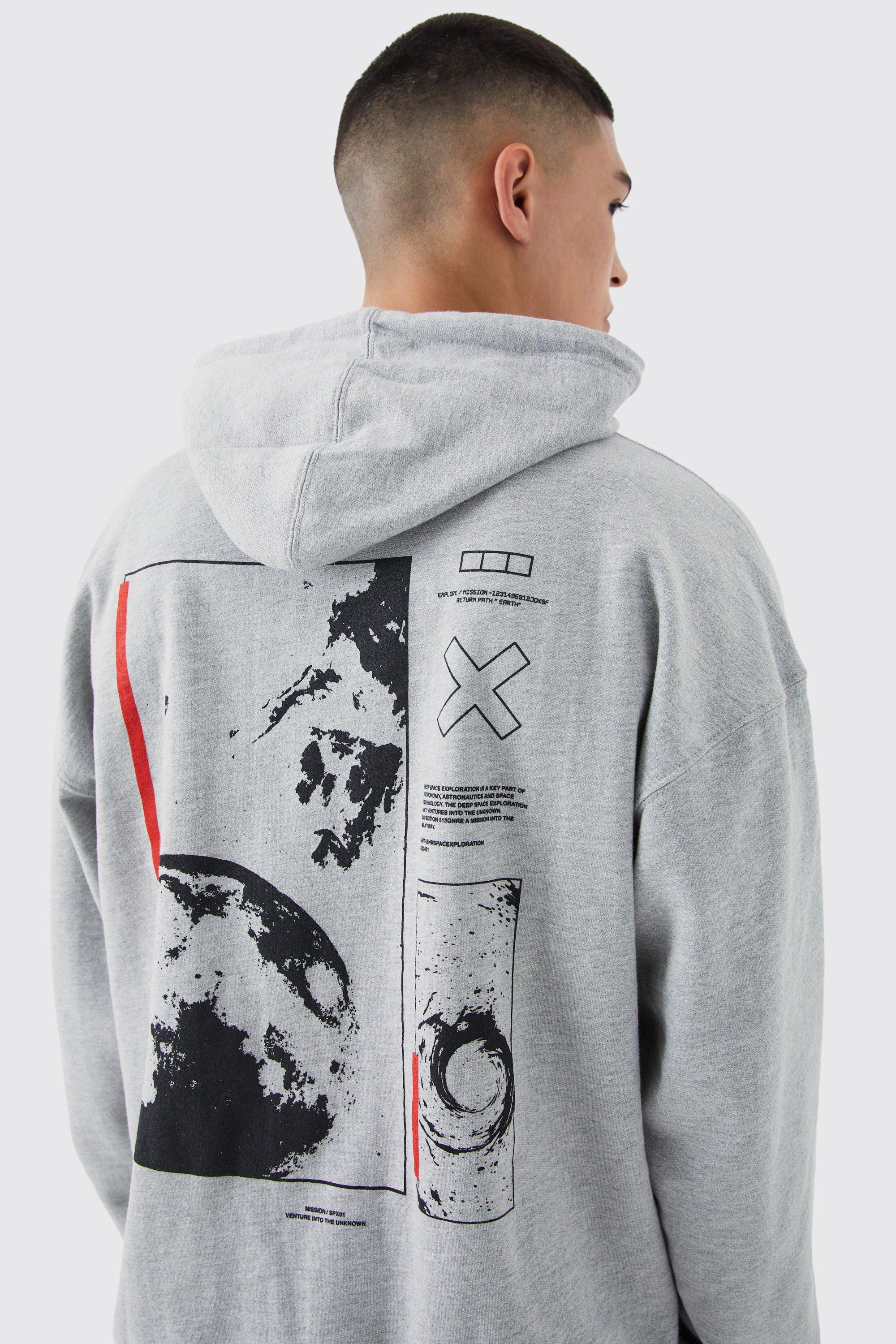 Oversize Hoodie mit Space Print hinten boohoo DE