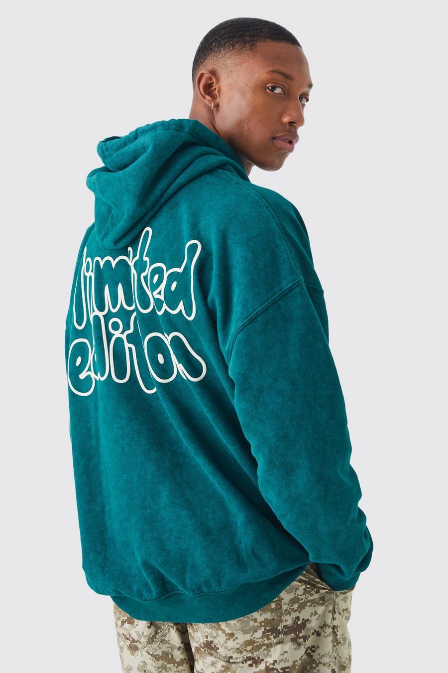 Oversize Limited Edition Hoodie mit Acid-Waschung, Green image number 1