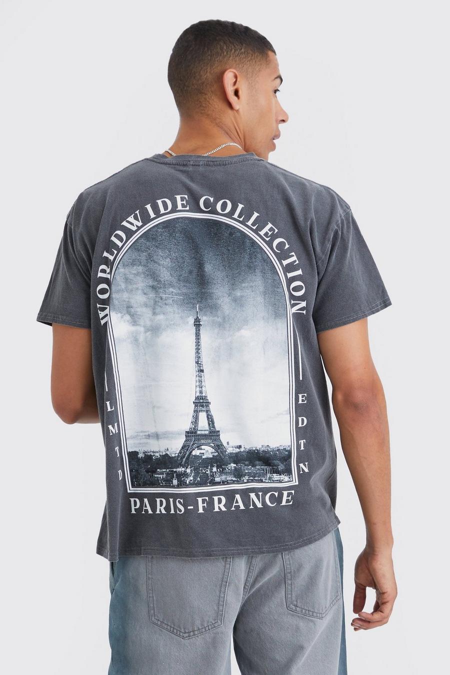 Charcoal grå Oversized Scenic City Wash Graphic T-shirt