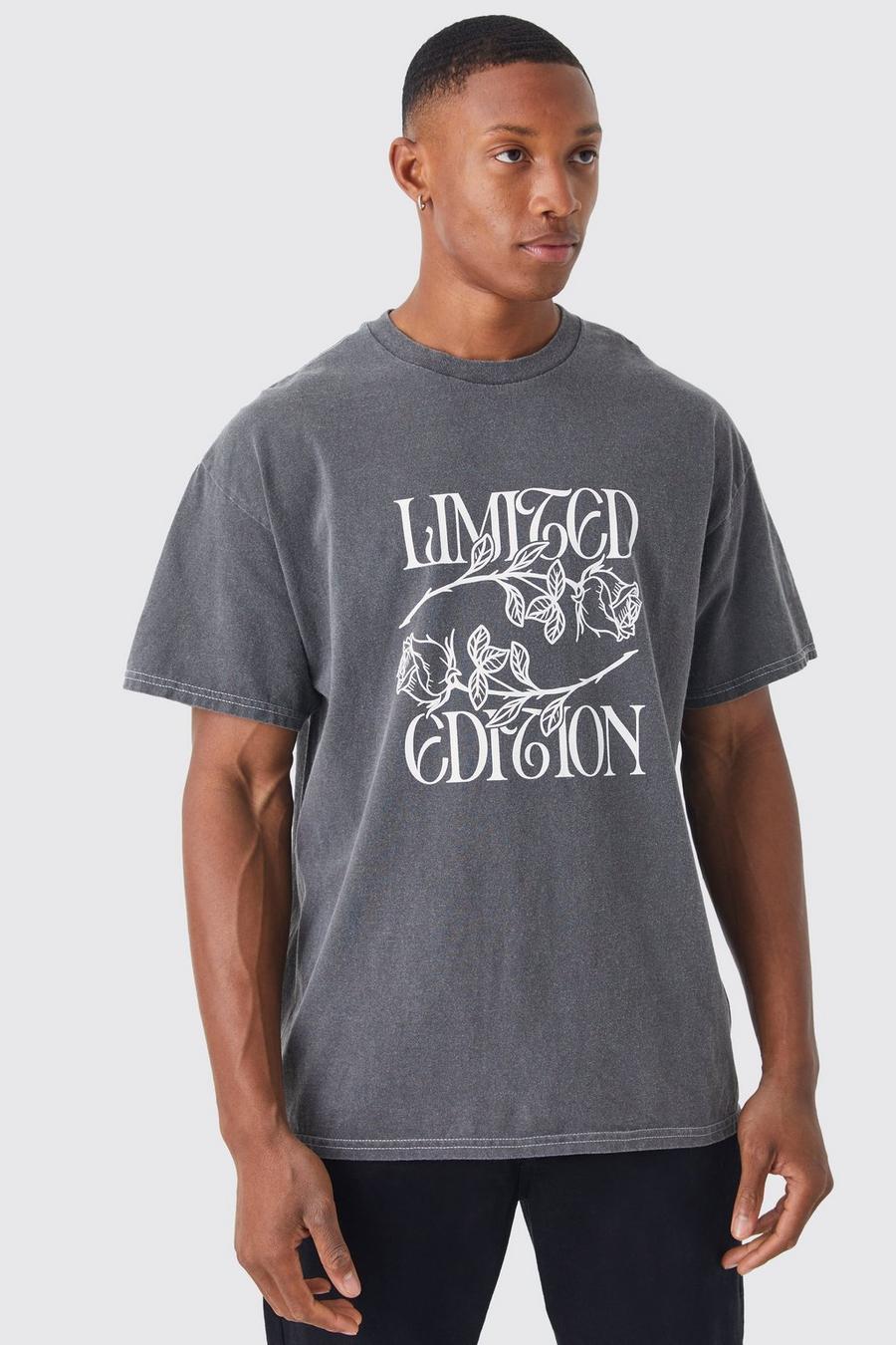 Charcoal grey Oversized Gebleekt Limited Edition T-Shirt