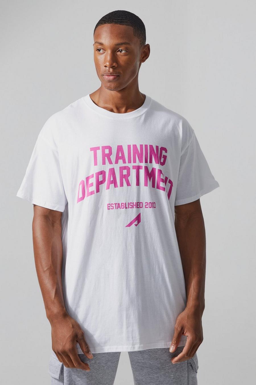 T-shirt Active oversize Training Dept, White bianco