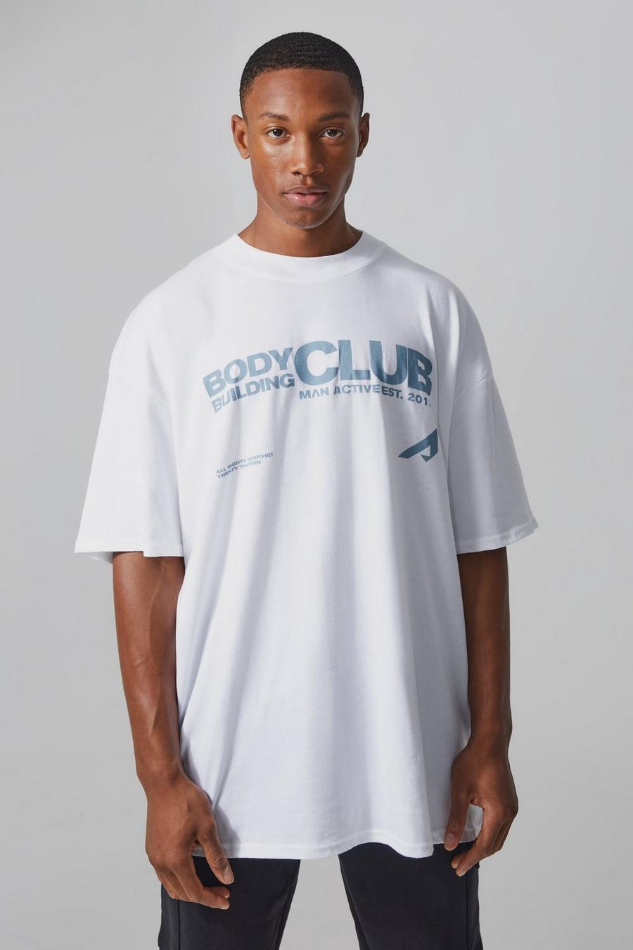White Active Oversized  Build Club T-shirt