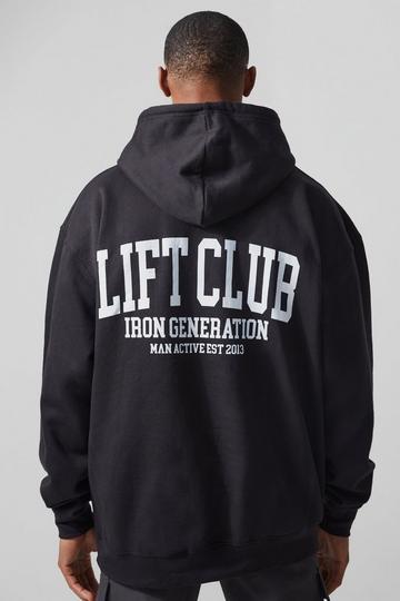 Black Man Active Oversized Lift Club Hoodie