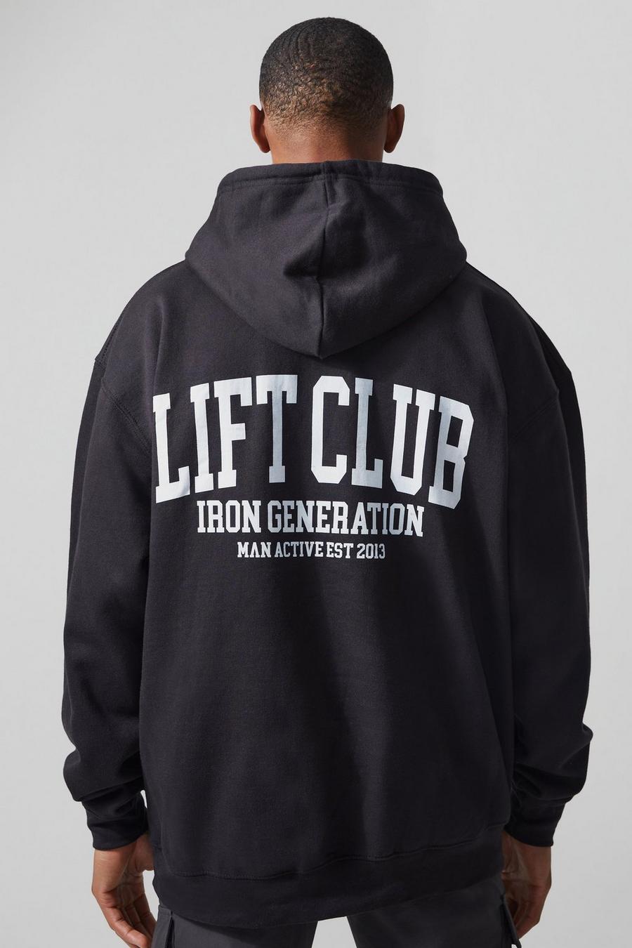Sweat à capuche oversize à slogan lift club - MAN Active, Black image number 1