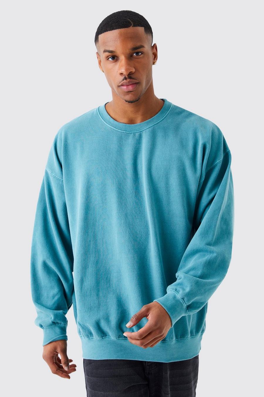 Slate blue Oversized Acid Wash Sweatshirt image number 1