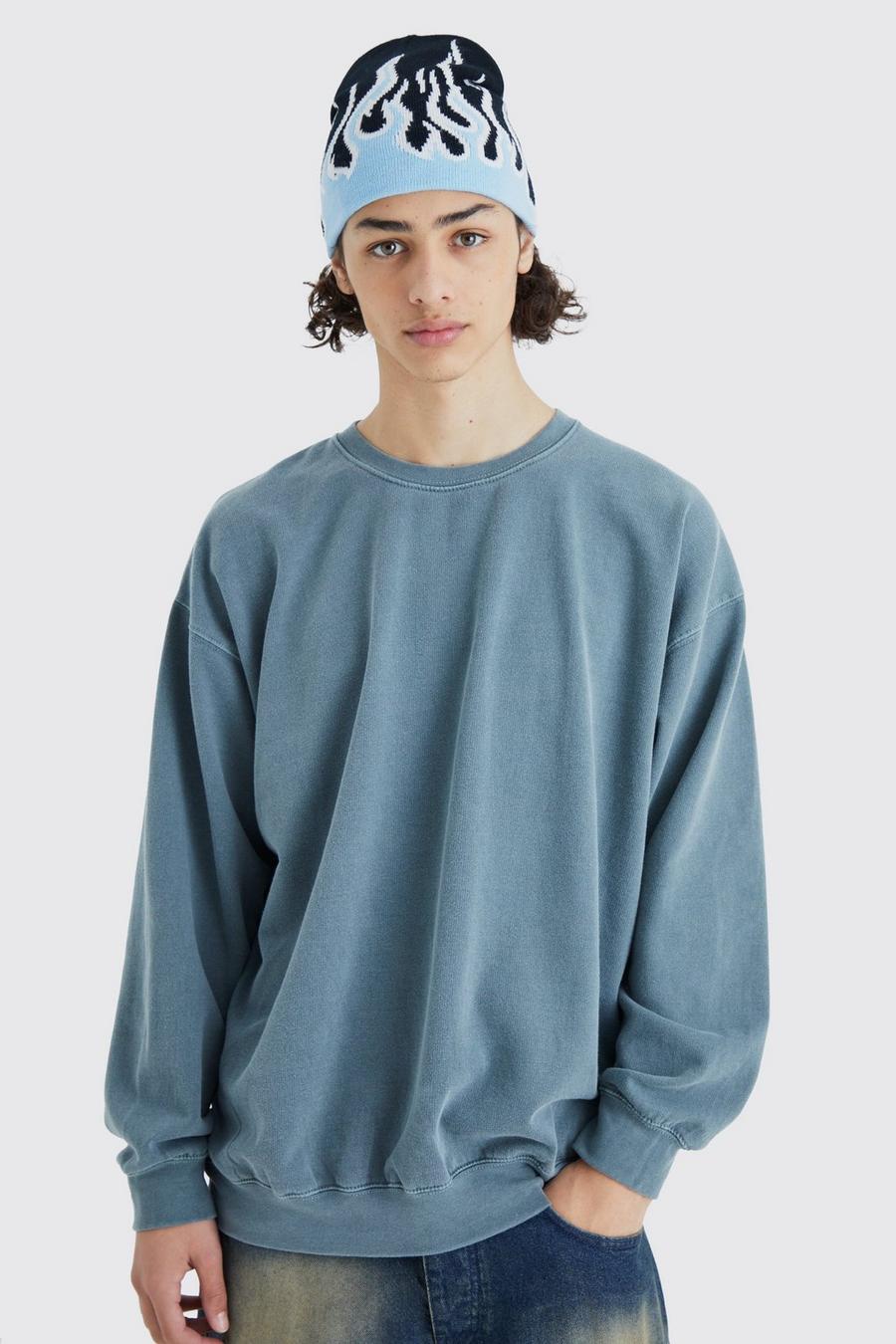 Charcoal grey Oversized Acid Wash Sweatshirt