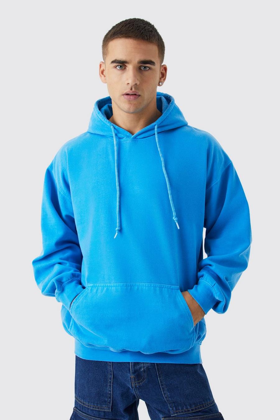 Cobalt Oversized Washed Embroidered Hoodie image number 1