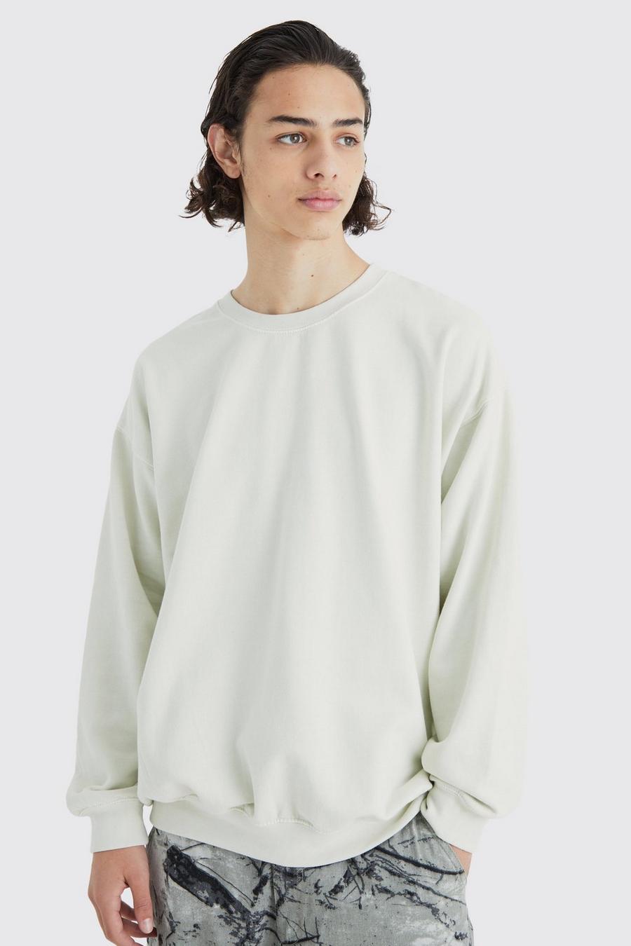 Gefärbtes Oversize Sweatshirt, Ecru image number 1