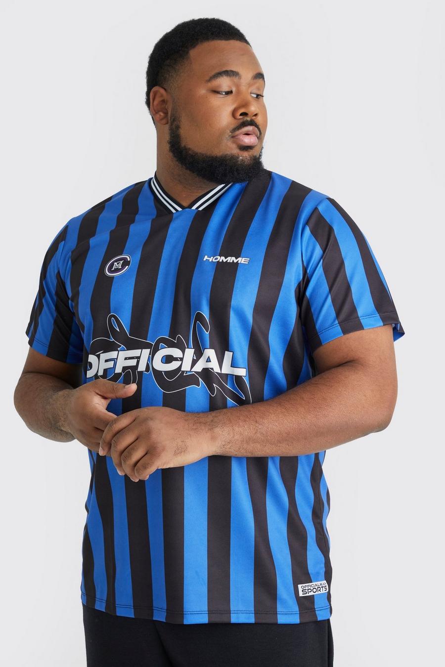 Blue Plus Stripe Official Football Shirt