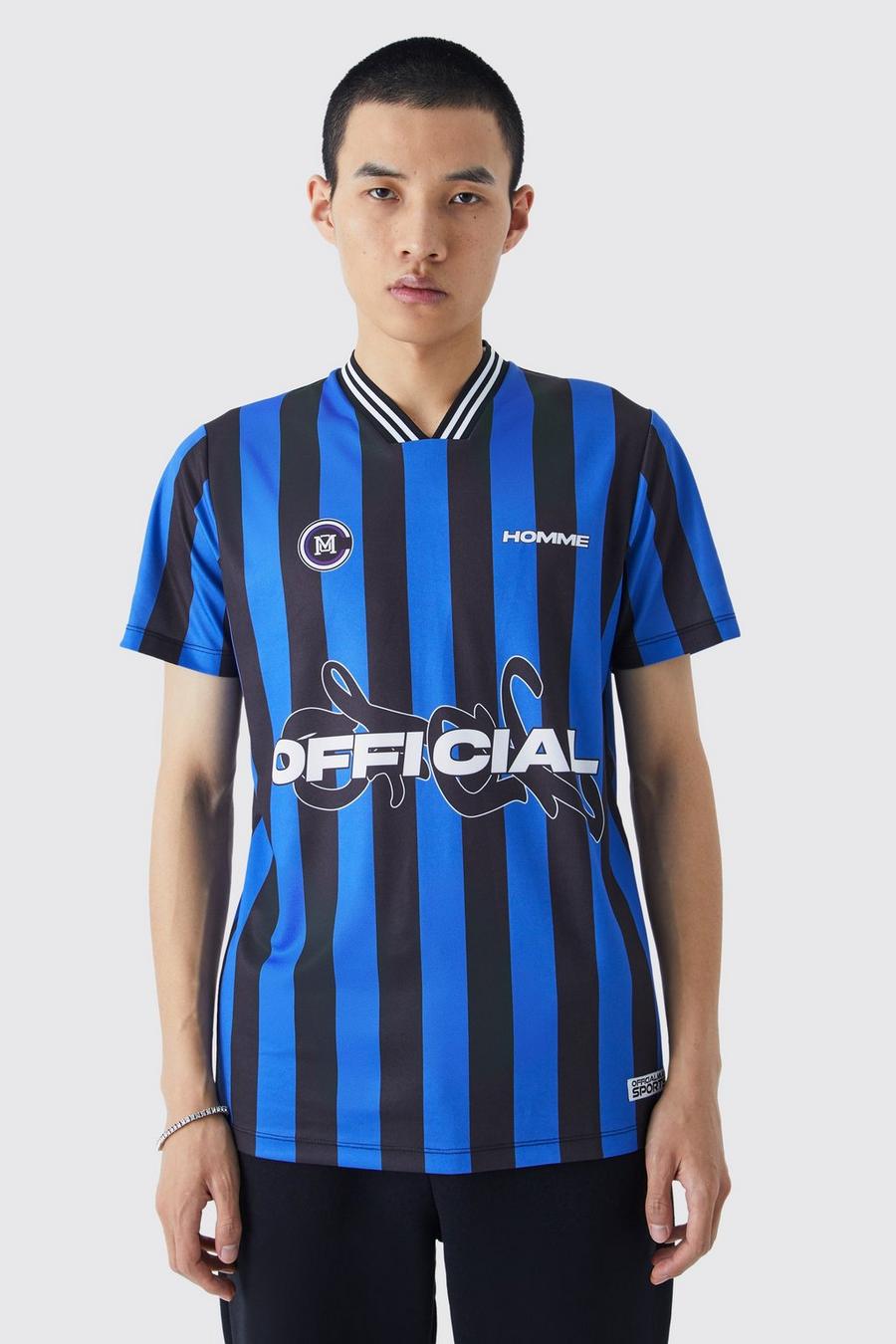 Blue bleu Stripe Official Football Shirt