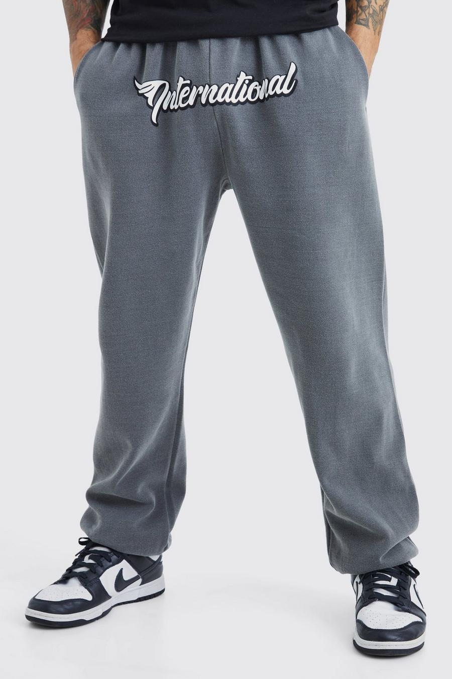 Charcoal Oversized Worldwide Crotch Graphic Jogger image number 1