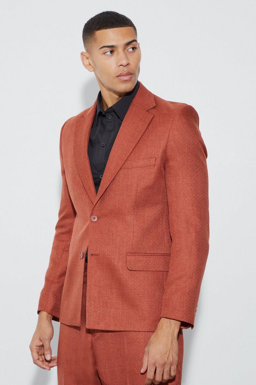 Orange Relaxed Fit Marl Texture Blazer image number 1